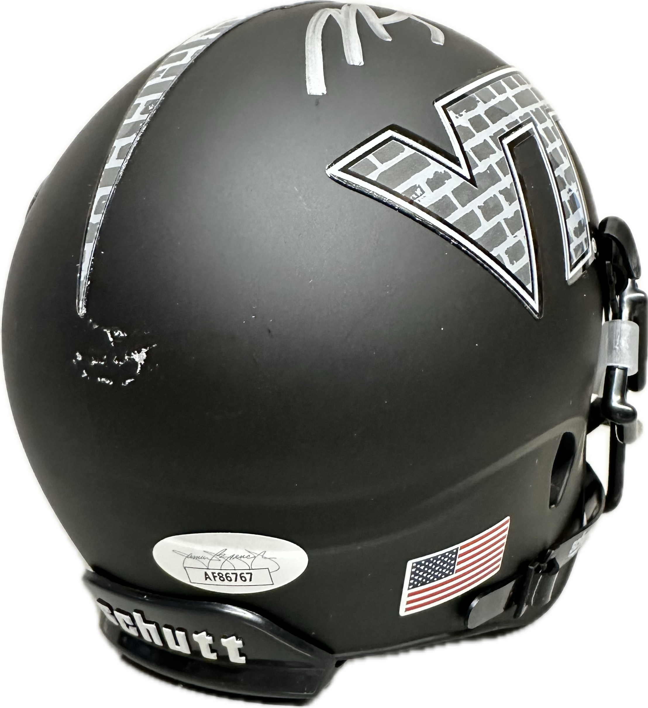 Michael Vick Virgina Tech Black Signed Mini Football Helmet (JSA)