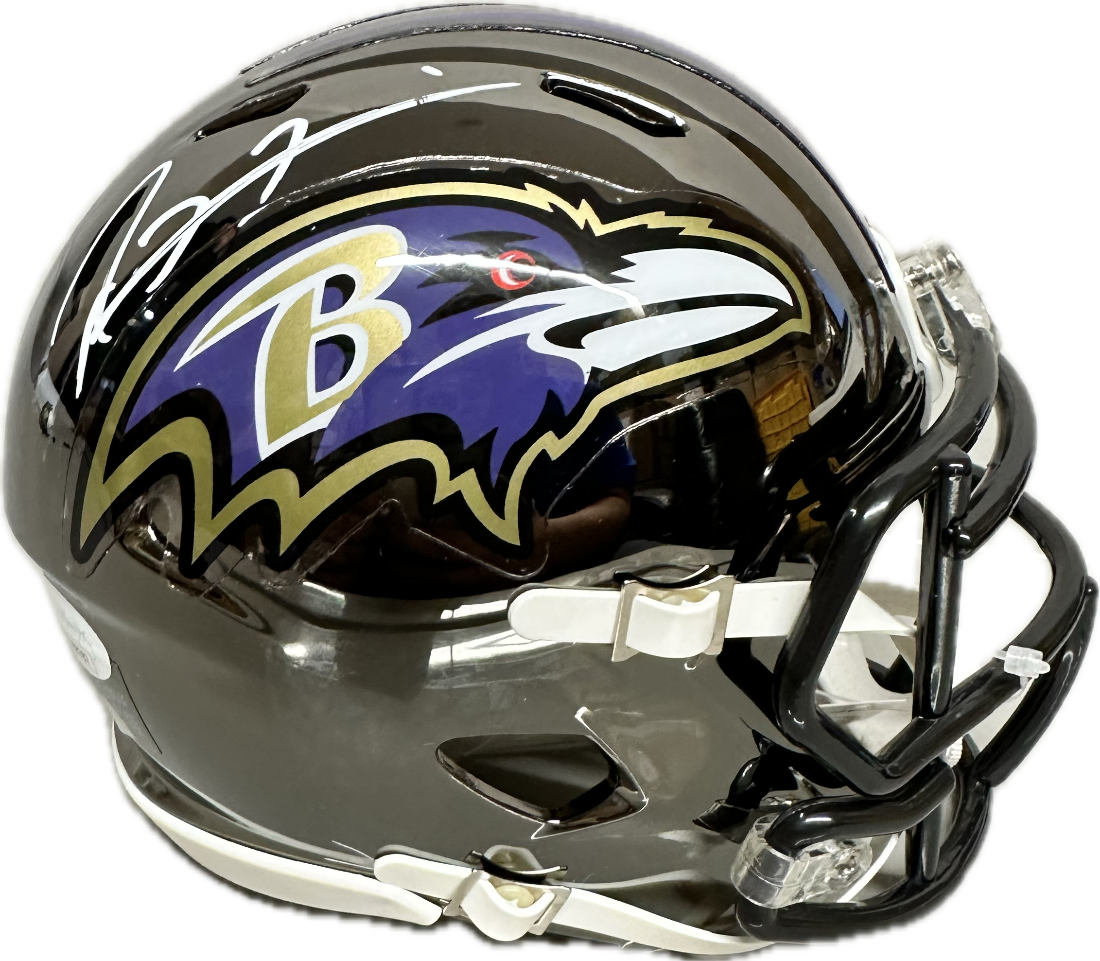 Ray Lewis Baltimore Chrome Speed Mini Football Helmet (JSA)
