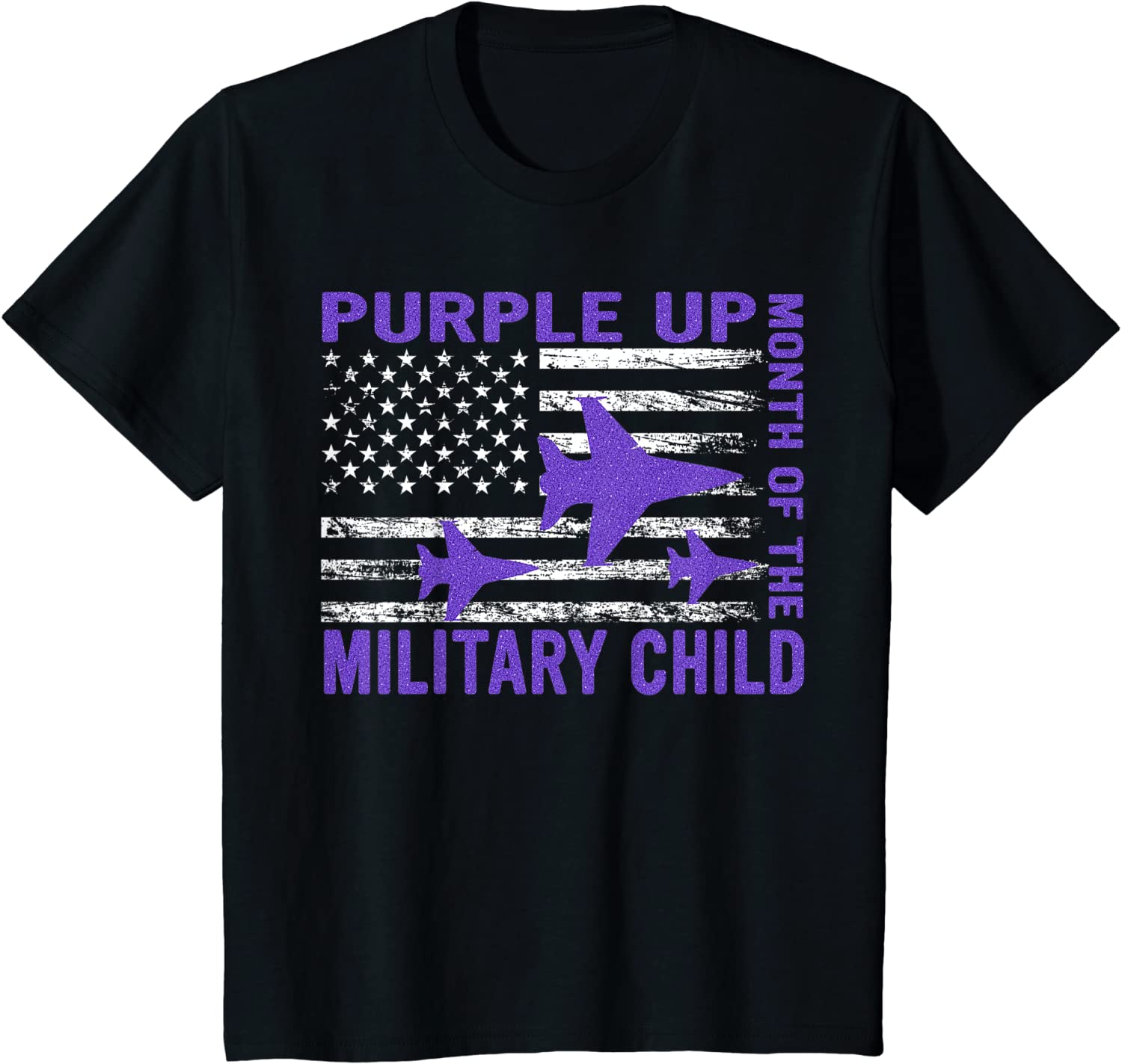 Purple Up Military Child Month USA Flag T-Shirt