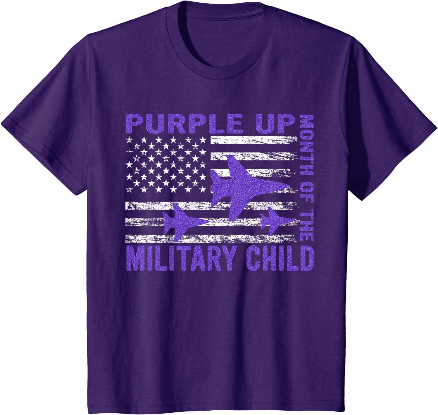 Purple Up Military Child Month USA Flag T-Shirt