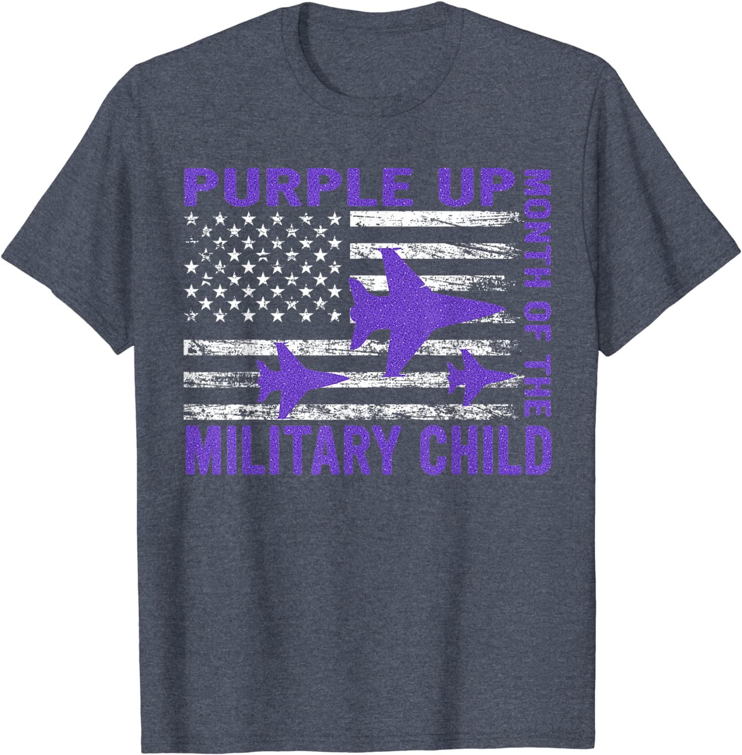 Purple Up Military Child Month USA Flag T-Shirt