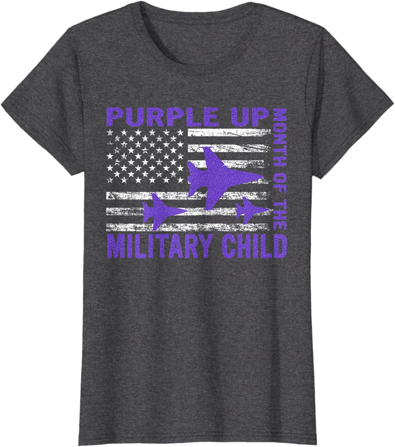 Purple Up Military Child Month USA Flag T-Shirt