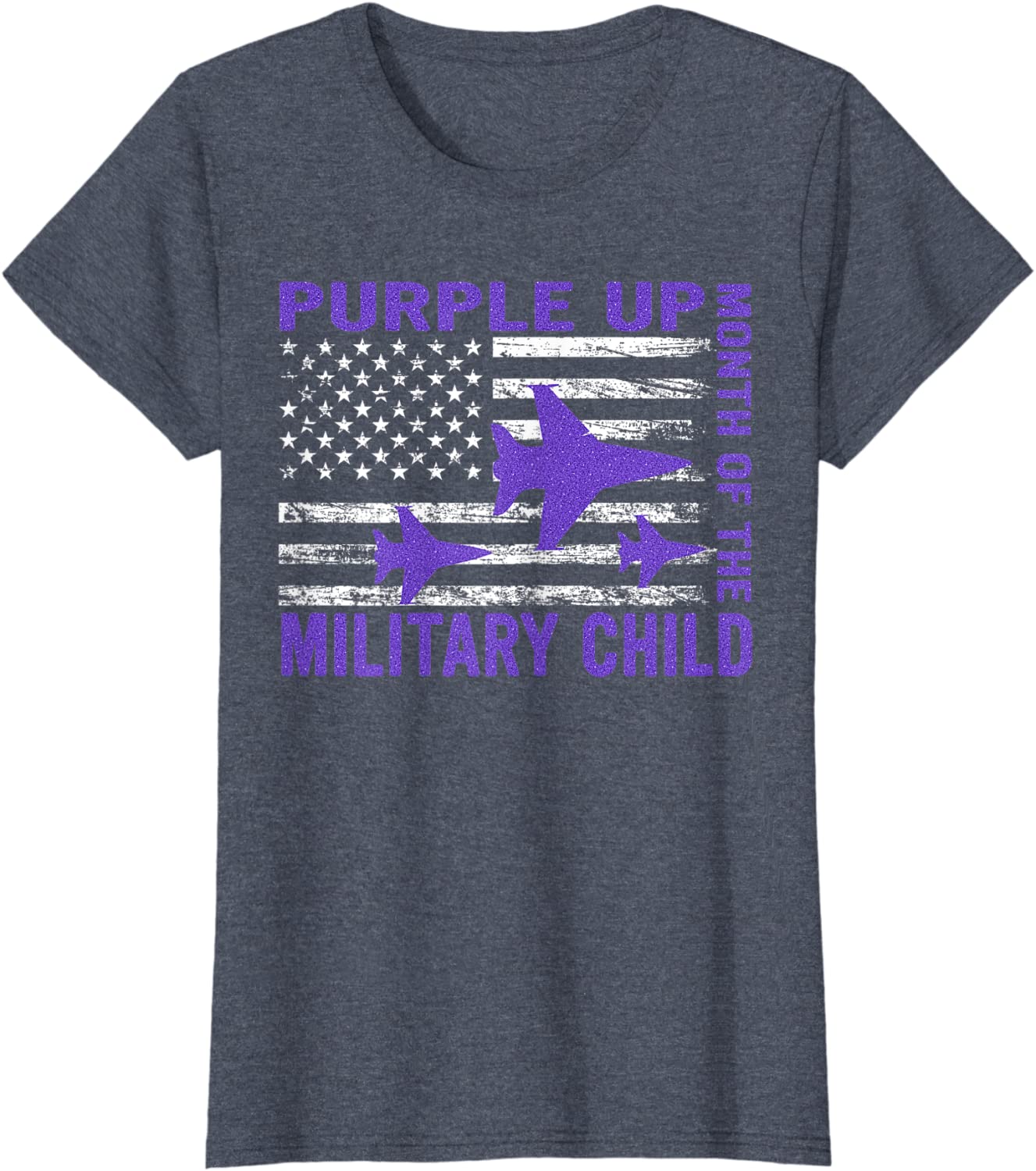 Purple Up Military Child Month USA Flag T-Shirt
