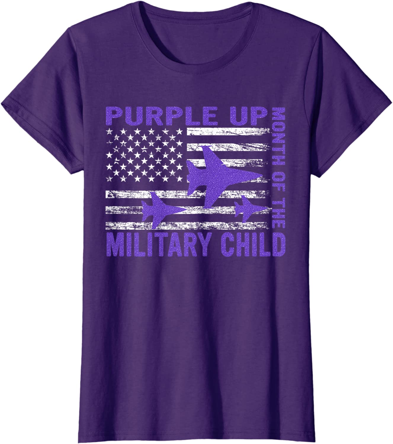 Purple Up Military Child Month USA Flag T-Shirt