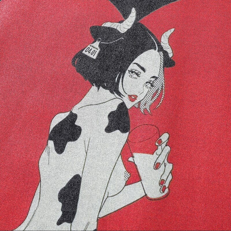Savage Cow Girl Oversized Washed Graphic T-Shirt
