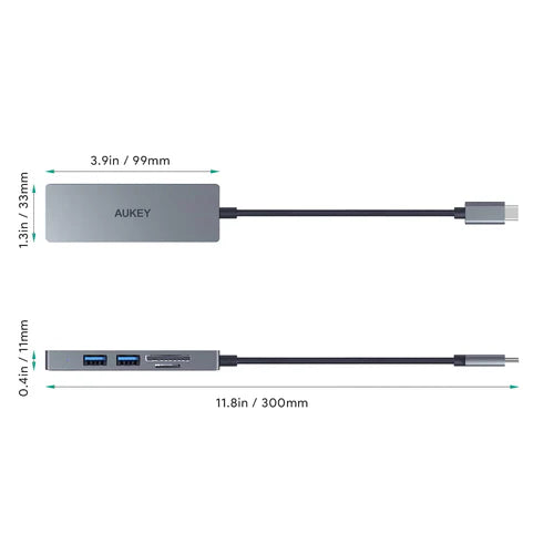 Aukey CB-C63 USB-C to 3 Port USB 3.0 Hub w/ Card Reader 100% Authentic