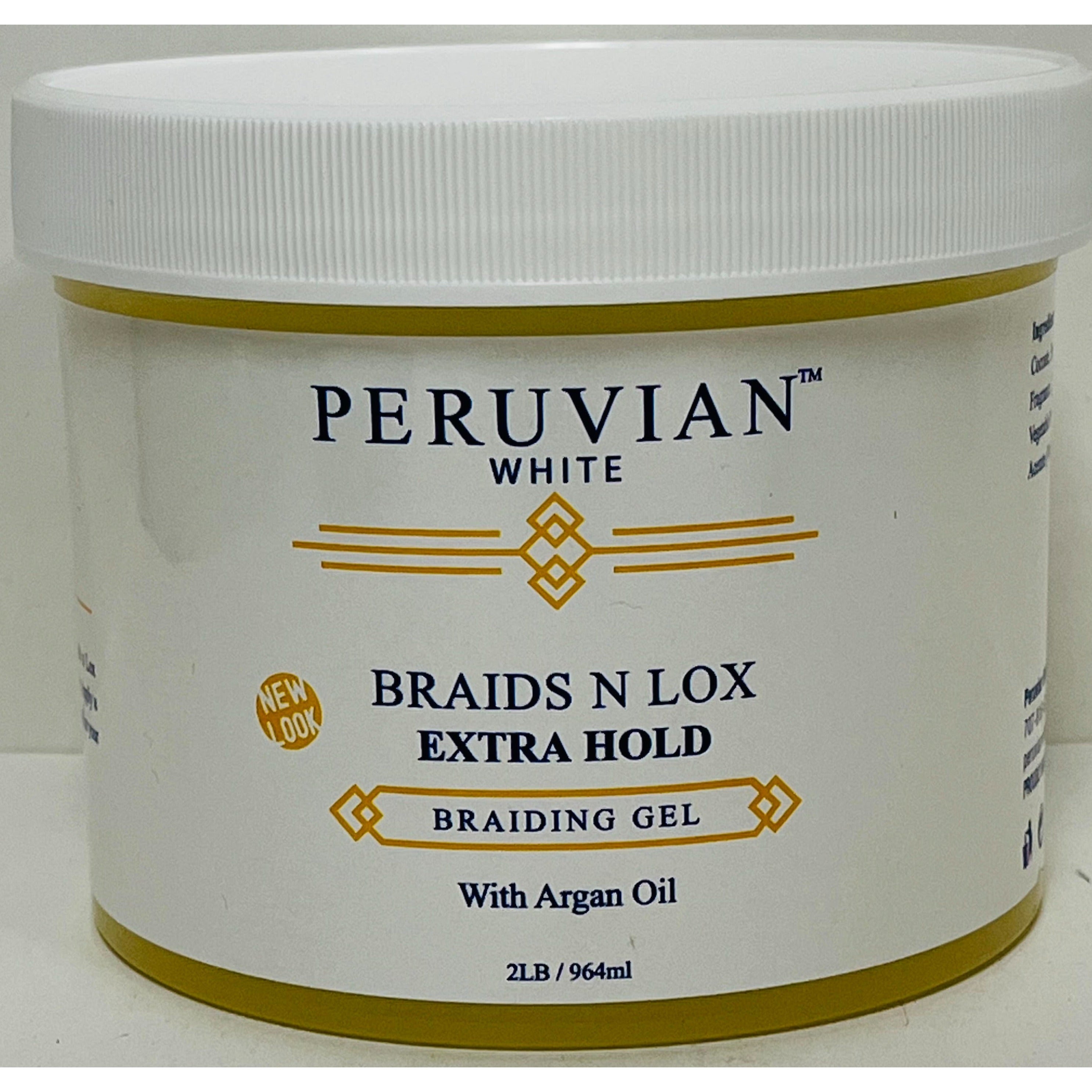 Peruvian White Braids N Lox Extra Hold Braiding Gel w/ Argan Oil 2LB NEW