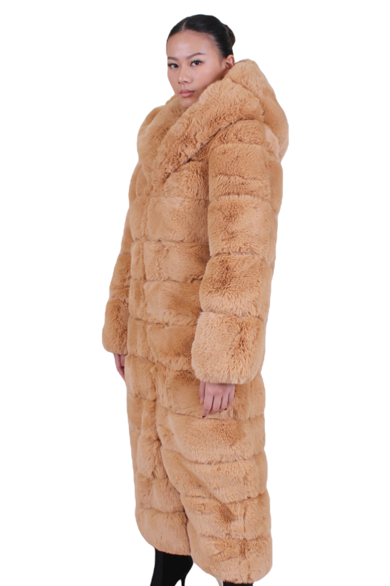 LUXE-JENNY CAMEL FAUX FUR COAT