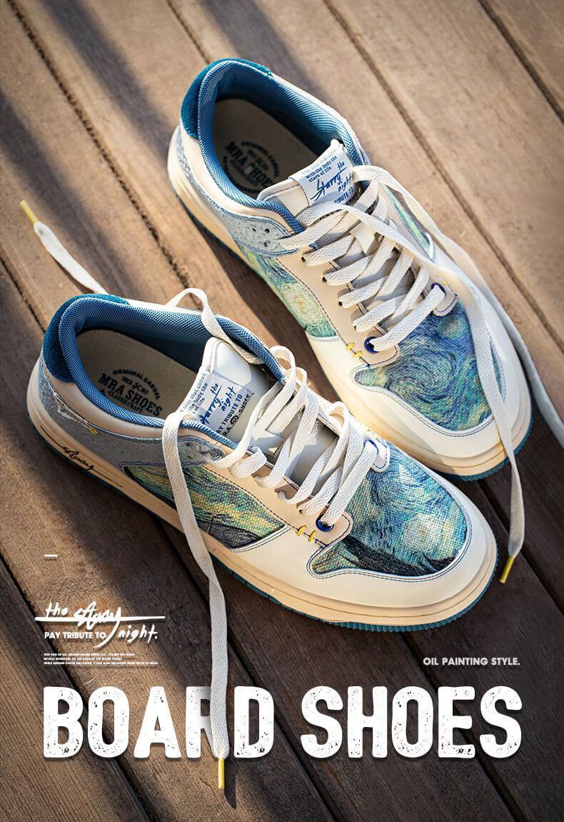 blue printing casual sneakers