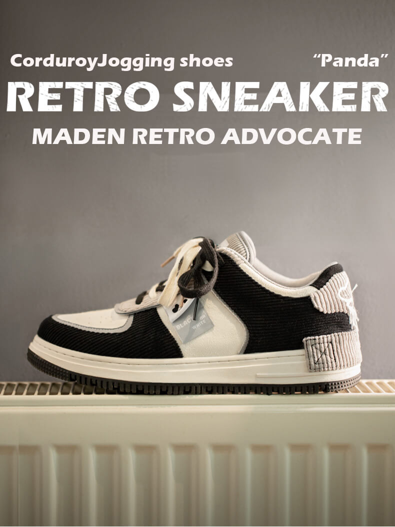 Lage top zwart -witte panda retro sneakers