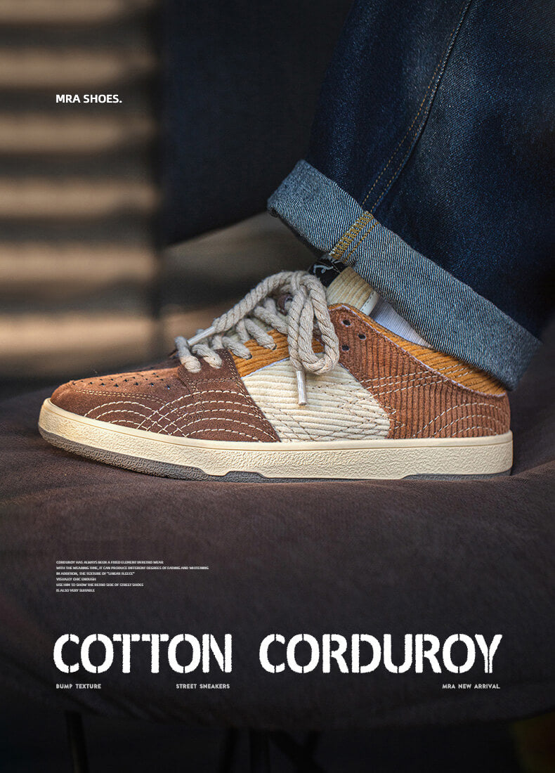 Bruine corduroy casual sneakers