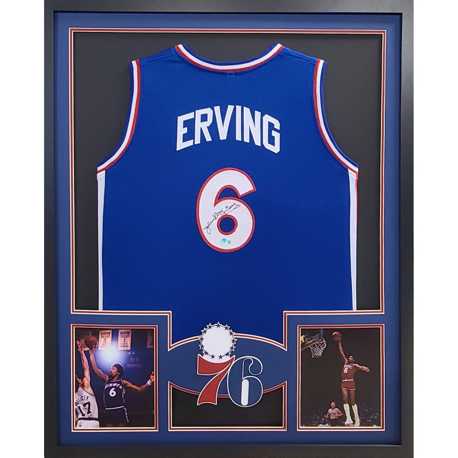 Julius Erving Signed Framed Jersey Beckett BAS Autographed Philadelphia 76ers