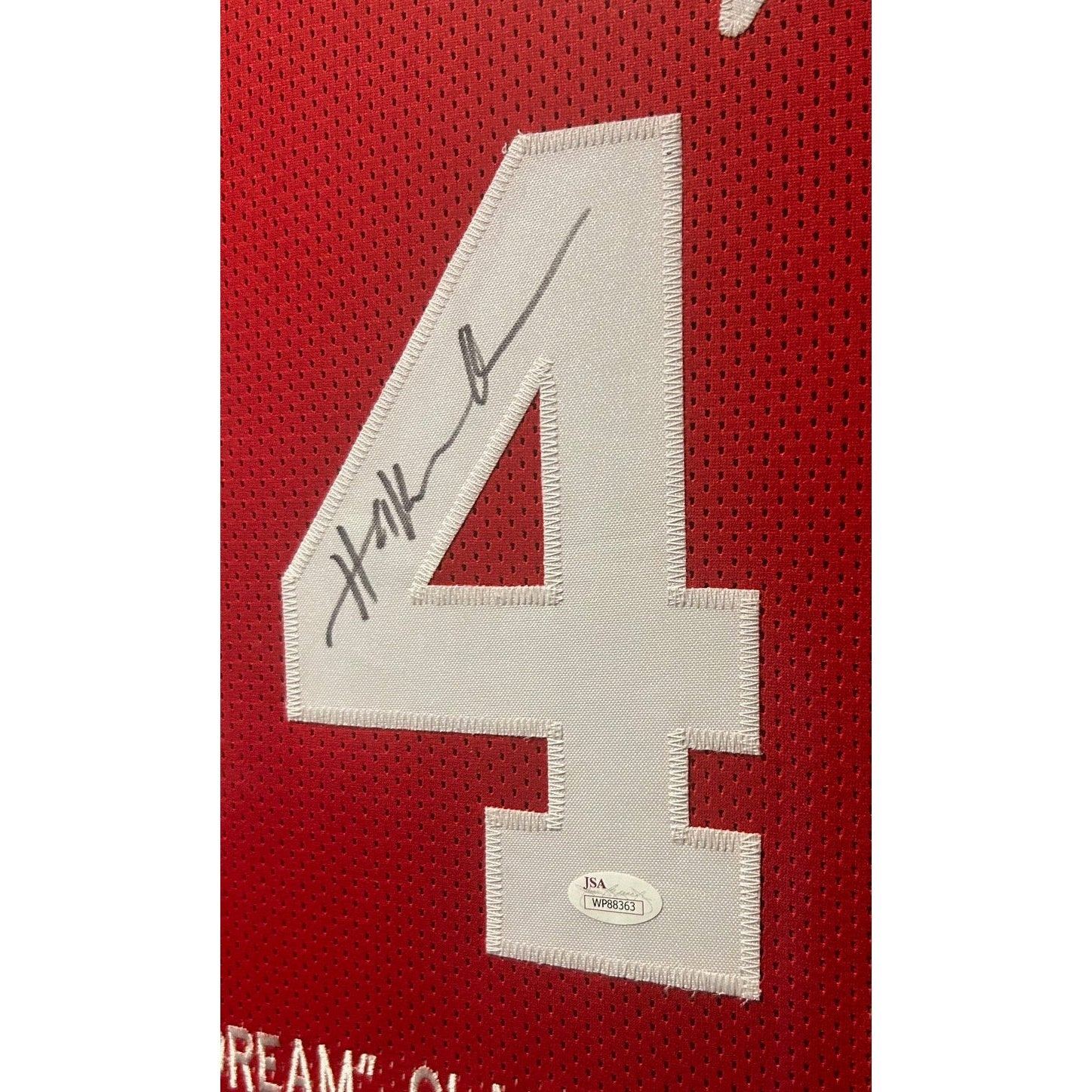 Hakeem Olajuwon Framed Stat Jersey JSA Autographed Signed Houston Rockets
