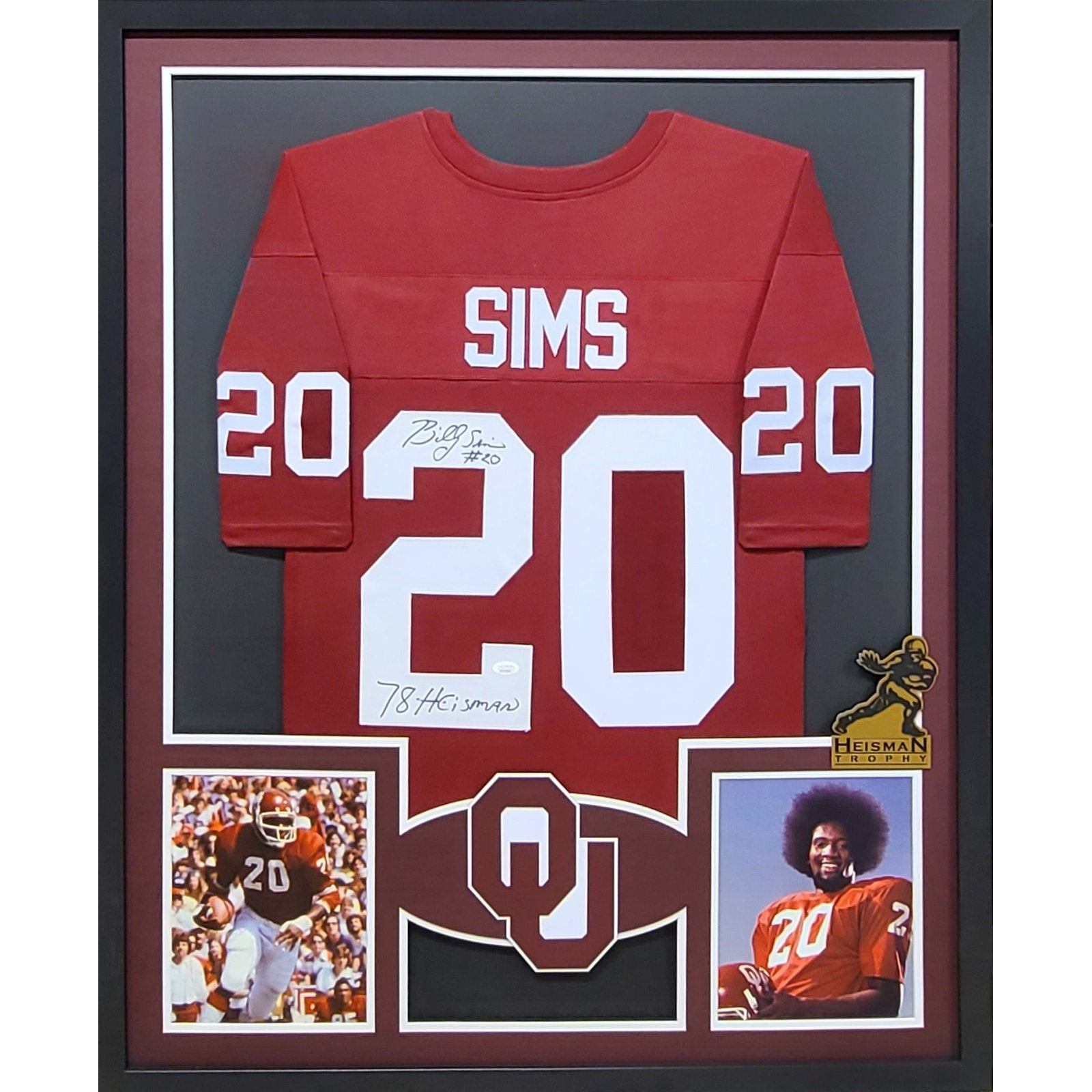 Billy Sims Signed Framed Jersey JSA Autographed Oklahoma Sooners Heisman