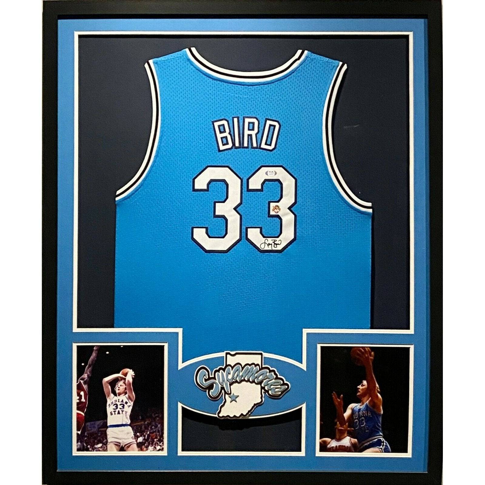 Larry Bird Framed Jersey PSA/DNA Autographed Signed Indiana State Boston Celtics