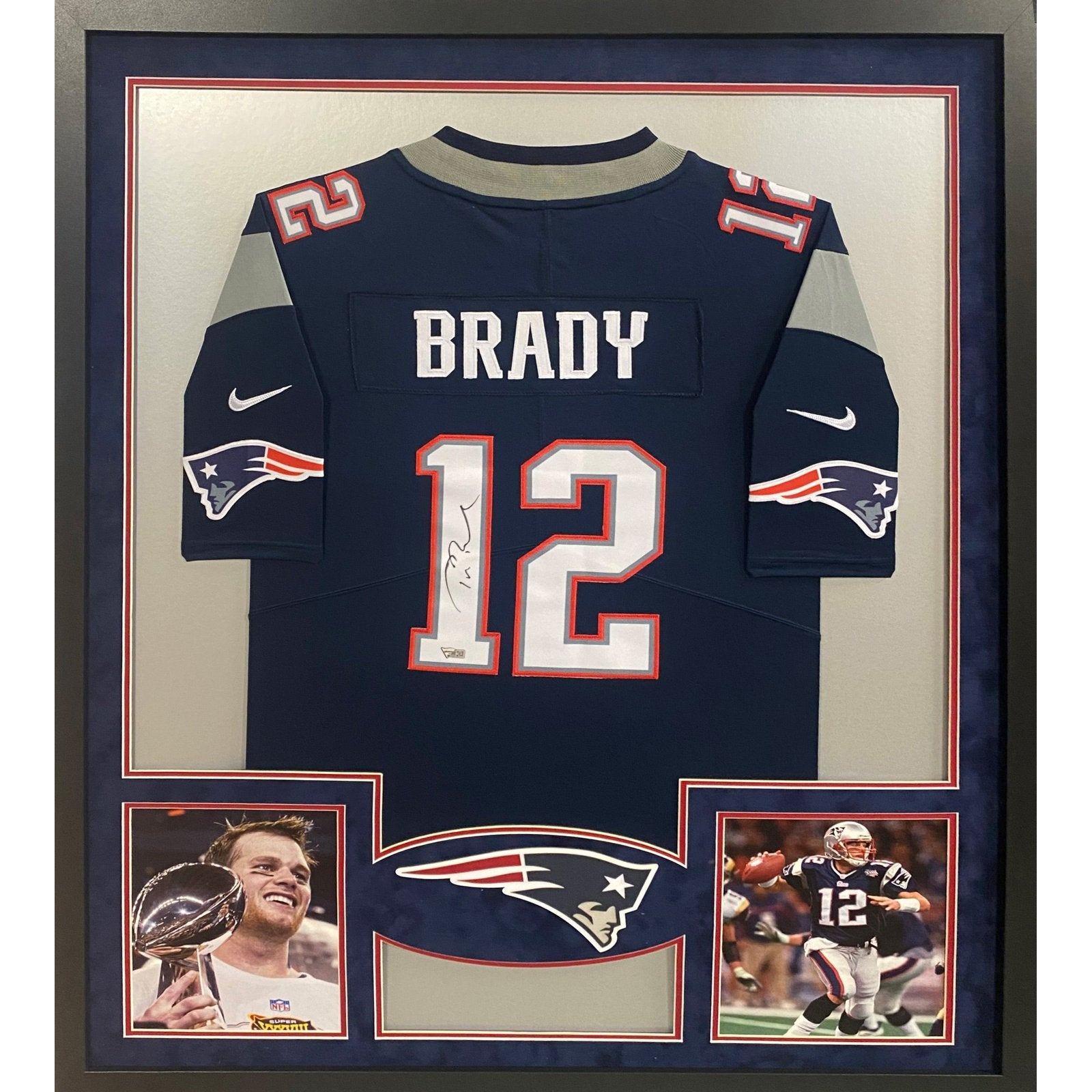 Tom Brady Framed Signed Blue Jersey Fanatics New England Patriots Autographed