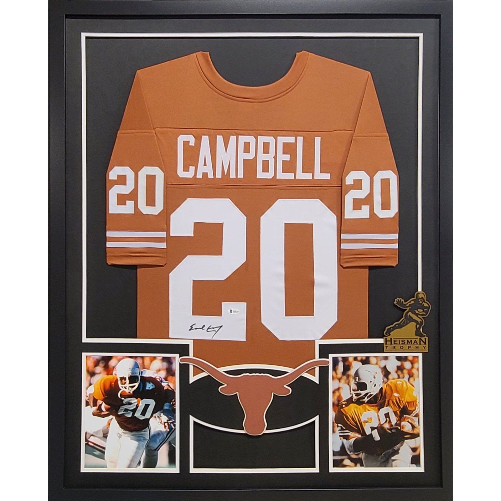 Earl Campbell Framed Signed Jersey Beckett Autographed Texas Longhorns