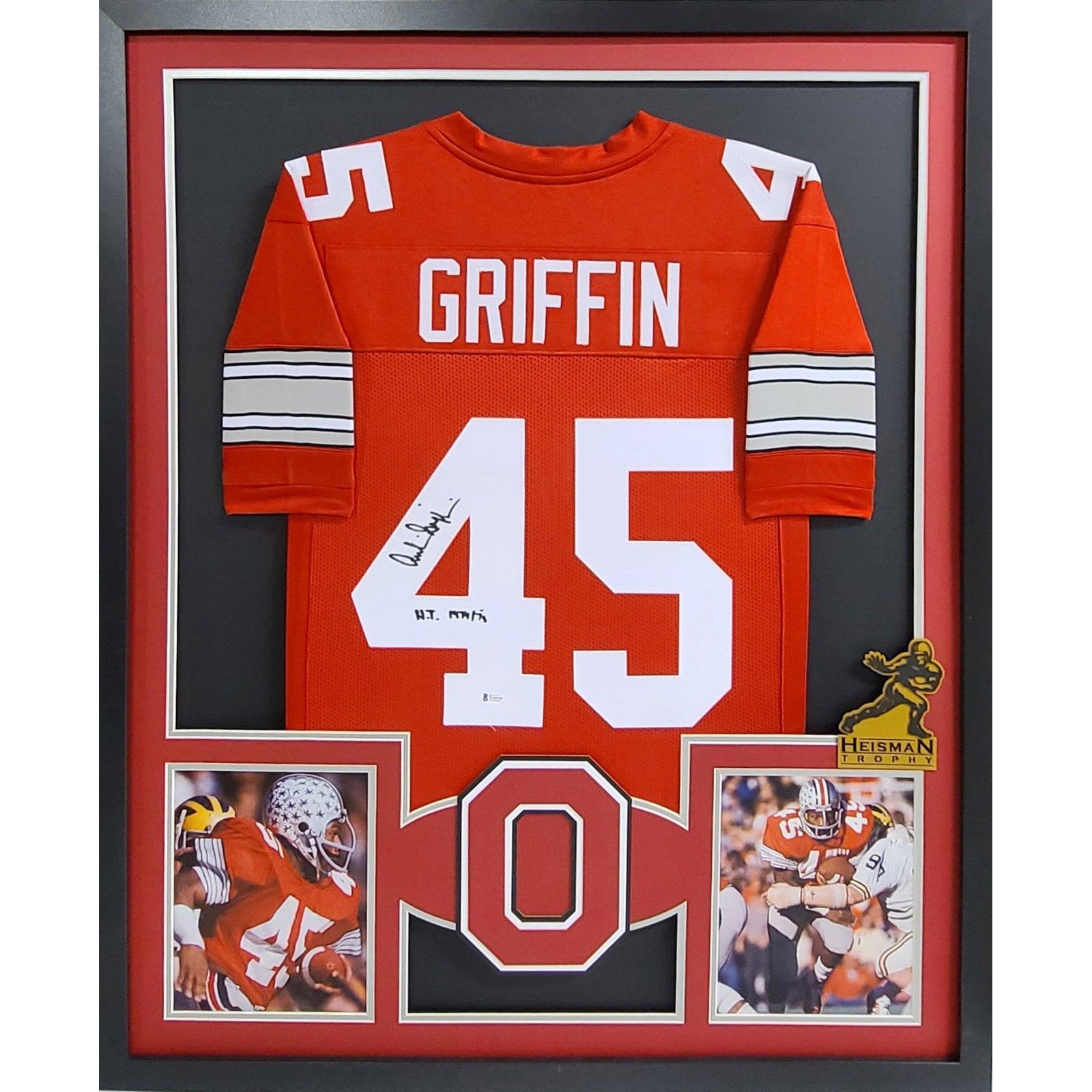 Archie Griffin Framed Signed Jersey Beckett Autographed Ohio State Heisman RB2