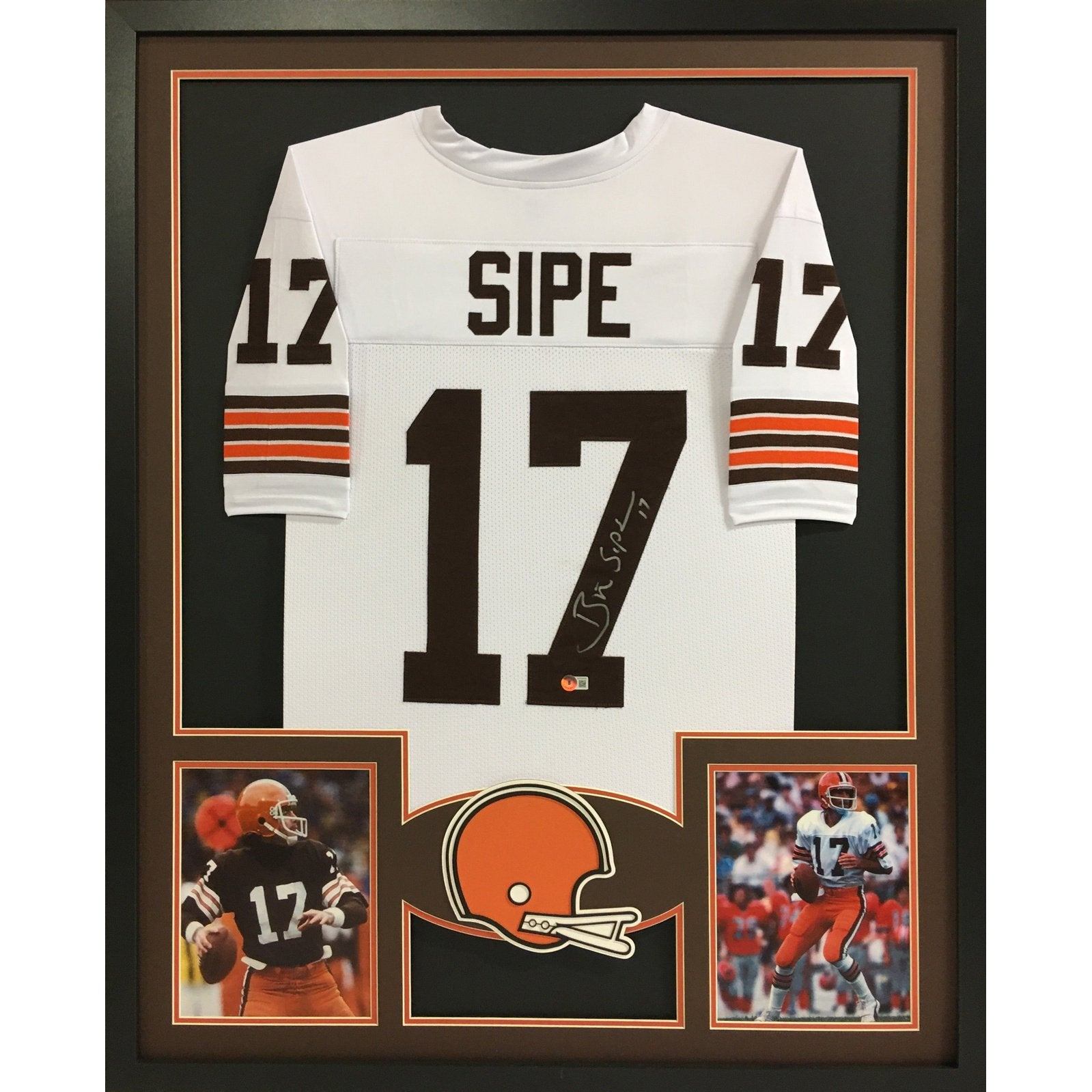 Brian Sipe Framed Signed Jersey Beckett Autographed Cleveland Browns