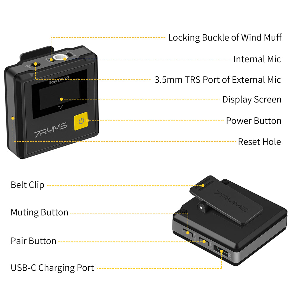 7RYMS iRAY DW20 Wireless Lavalier Microphone