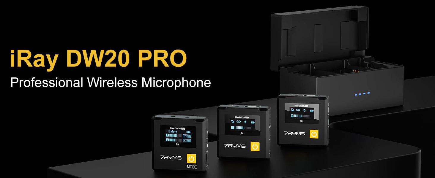 7RYMS iRAY DW20 PRO 2.4G Global Free frequency Dual Wireless Lapel Microphone -1
