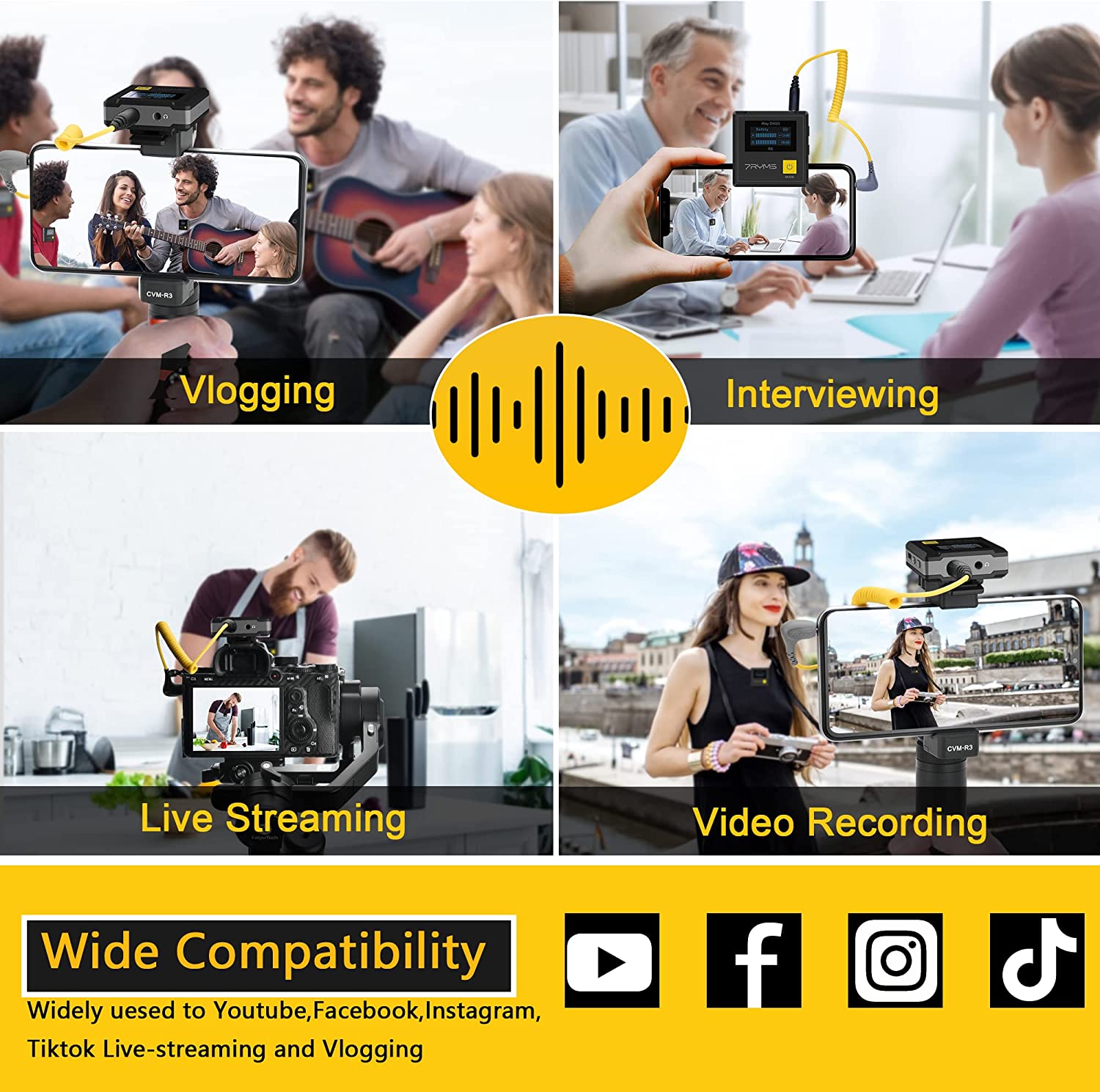 7RYMS iRAY DW20 PRO 2.4G Global Free frequency Dual Wireless Lapel Microphone -10