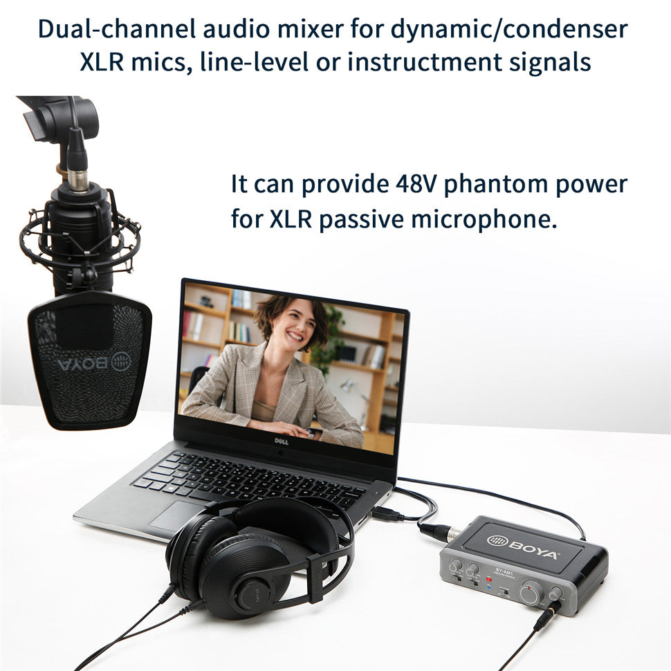 BOYA BY-AM1 Dual-Channel Audio Mixer USB Audio