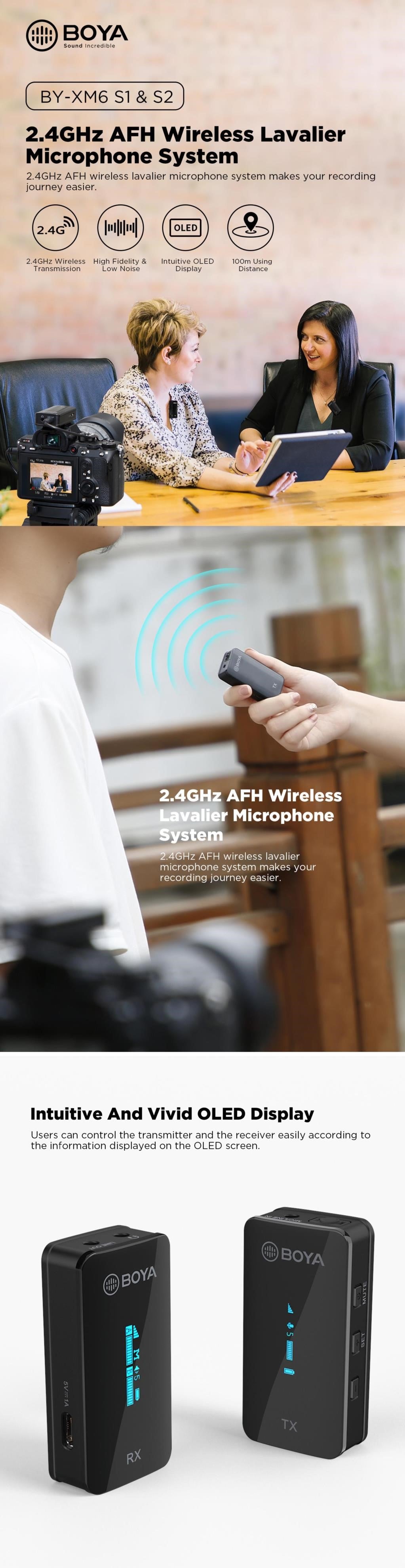 BOYA BY-XM6 S1 S2 Professional Wireless Lavalier Microphone