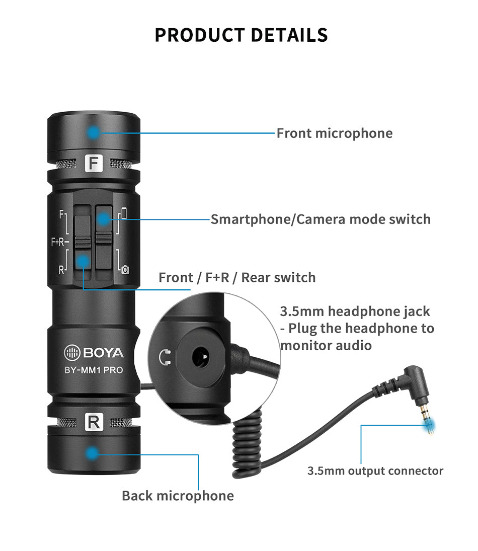 BOYA MM1 PRO Mini Microphone Vlog for Tiktok Youtube