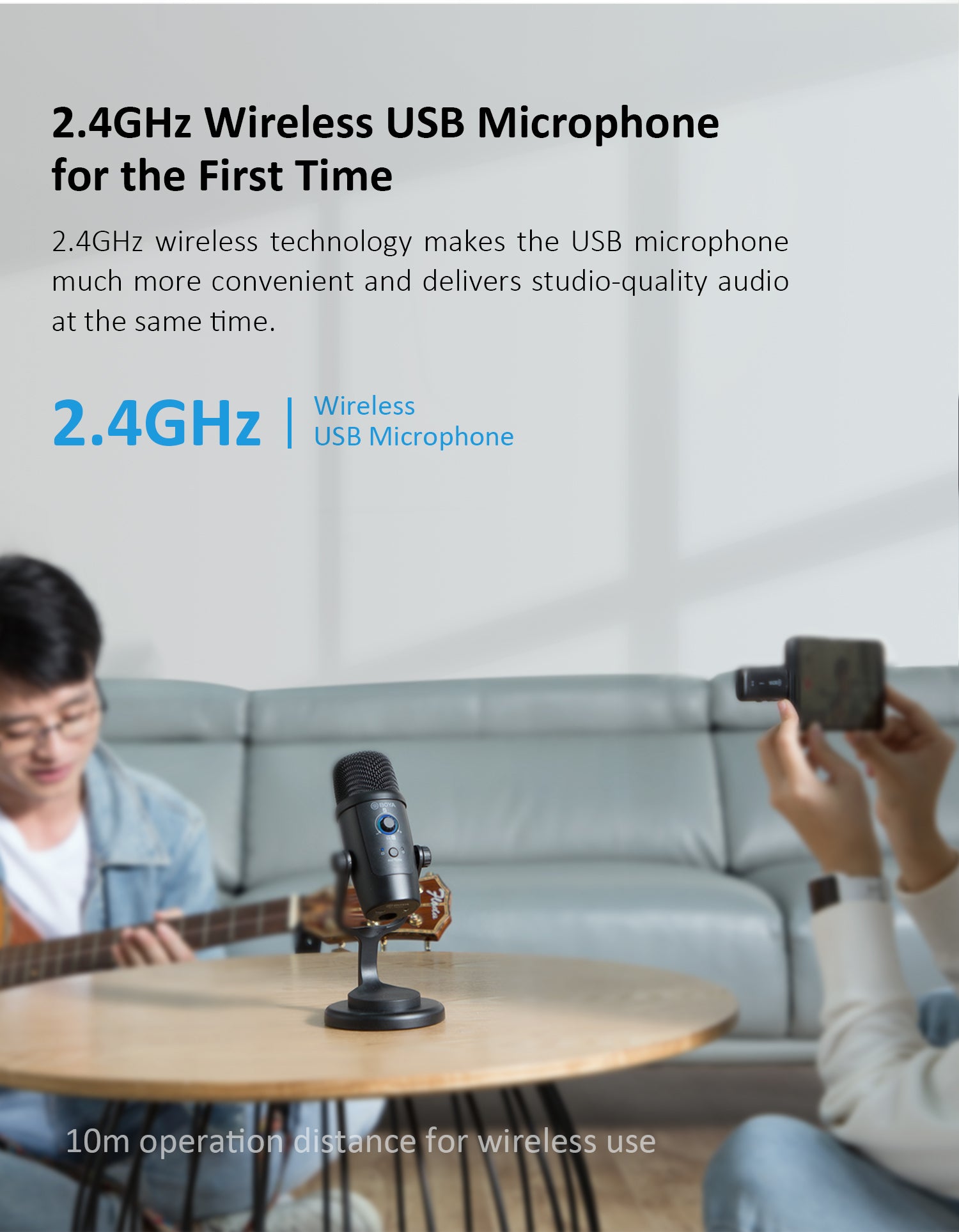 BOYA BY-PM500W 2.4GHz Podcast Streaming Wireless USB Microphone