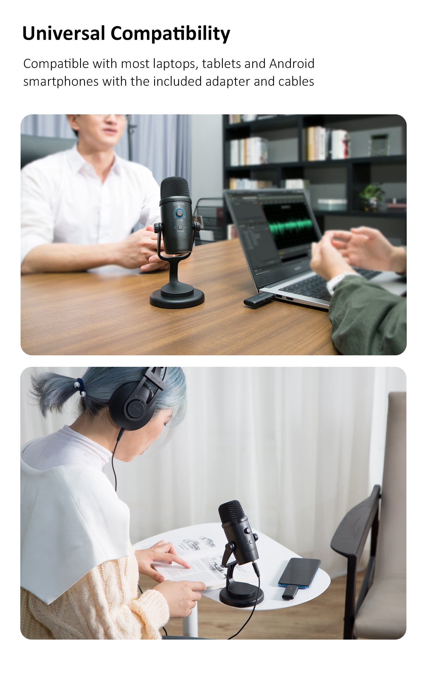 BOYA BY-PM500W 2.4GHz Podcast Streaming Wireless USB Microphone