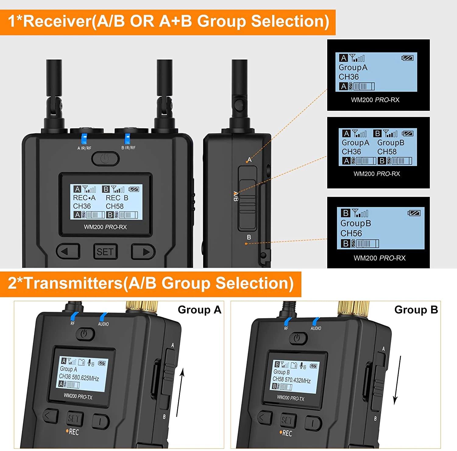 Comica -CVM-WM200 PRO UHF Metal Dual-channel Wireless Microphone-5