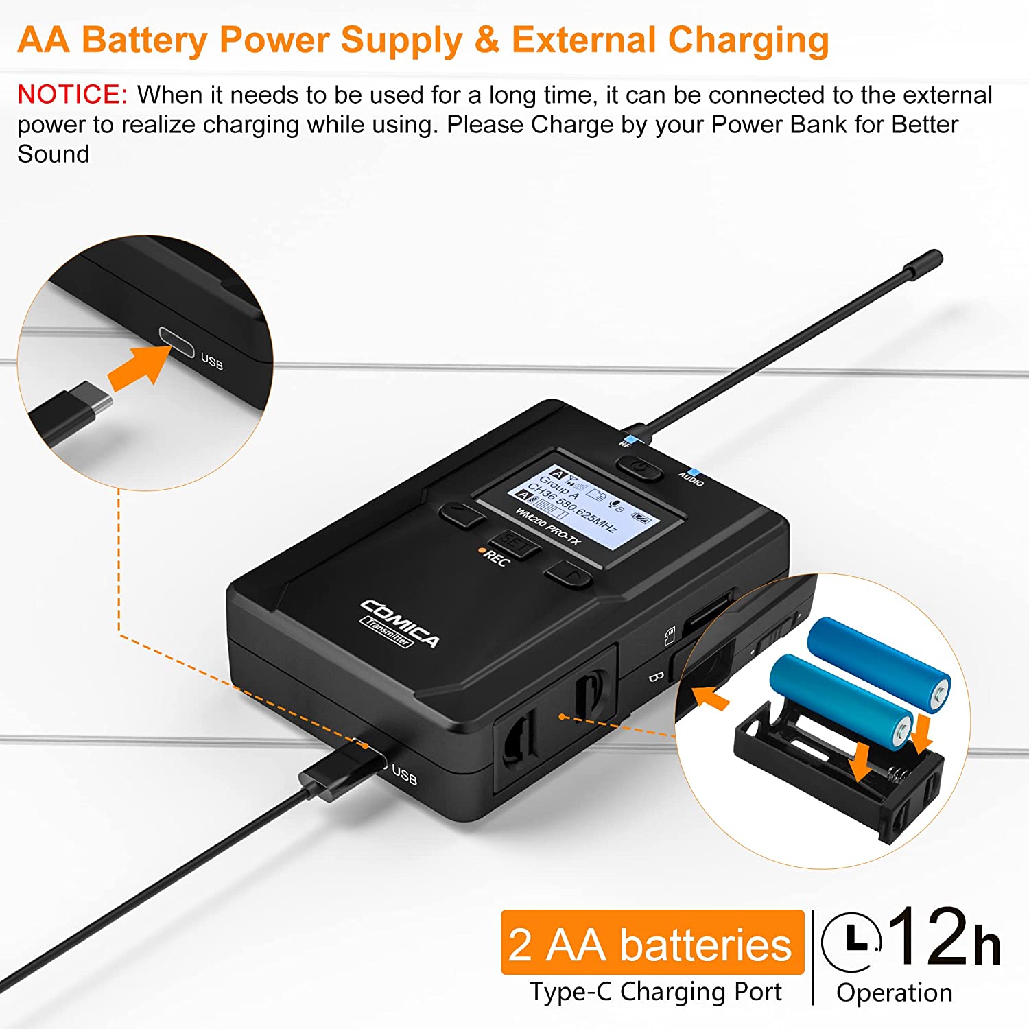 Comica -CVM-WM200 PRO UHF Metal Dual-channel Wireless Microphone-7