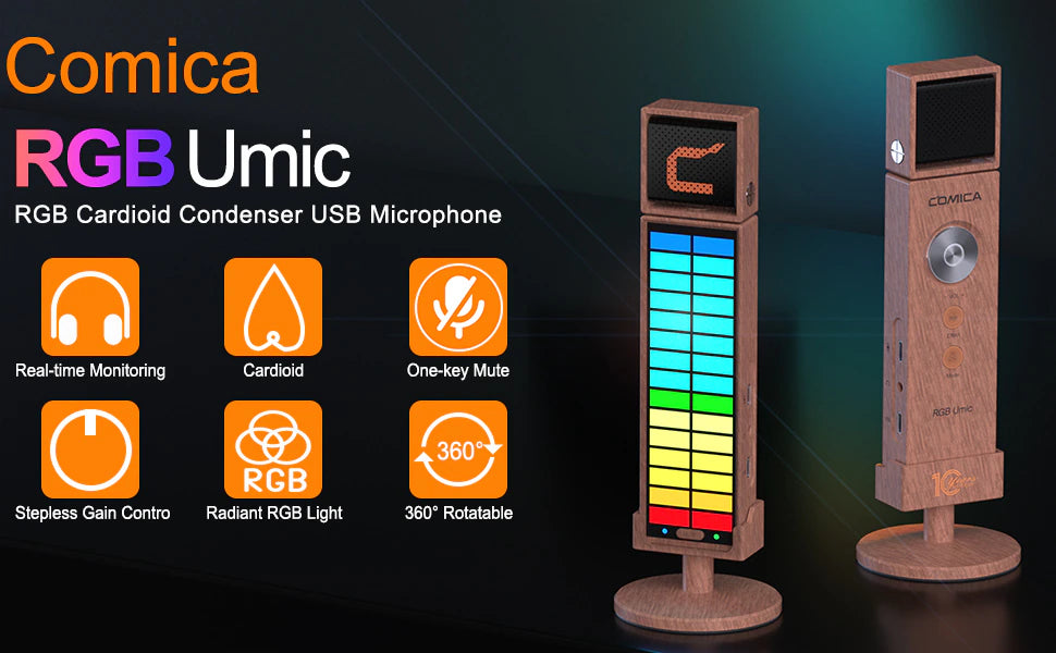 Comica RGB UMIC Cardioid Condenser USB Microphone -11