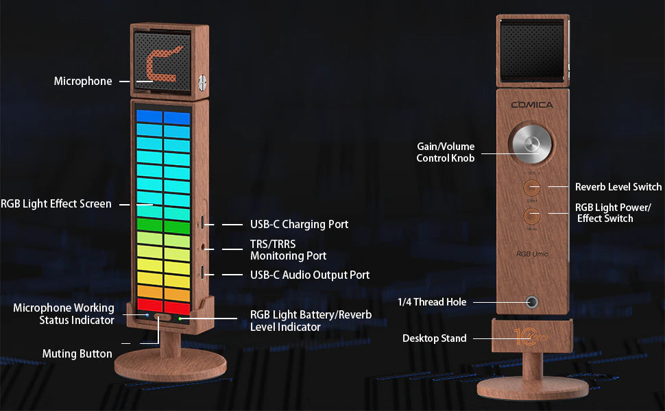 Comica RGB UMIC Cardioid Condenser USB Microphone -15