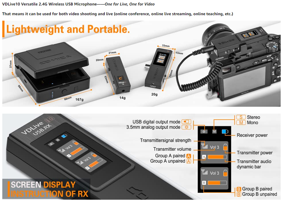 Comica VDLIVE 10 2.4G Dual Wireless Microphone