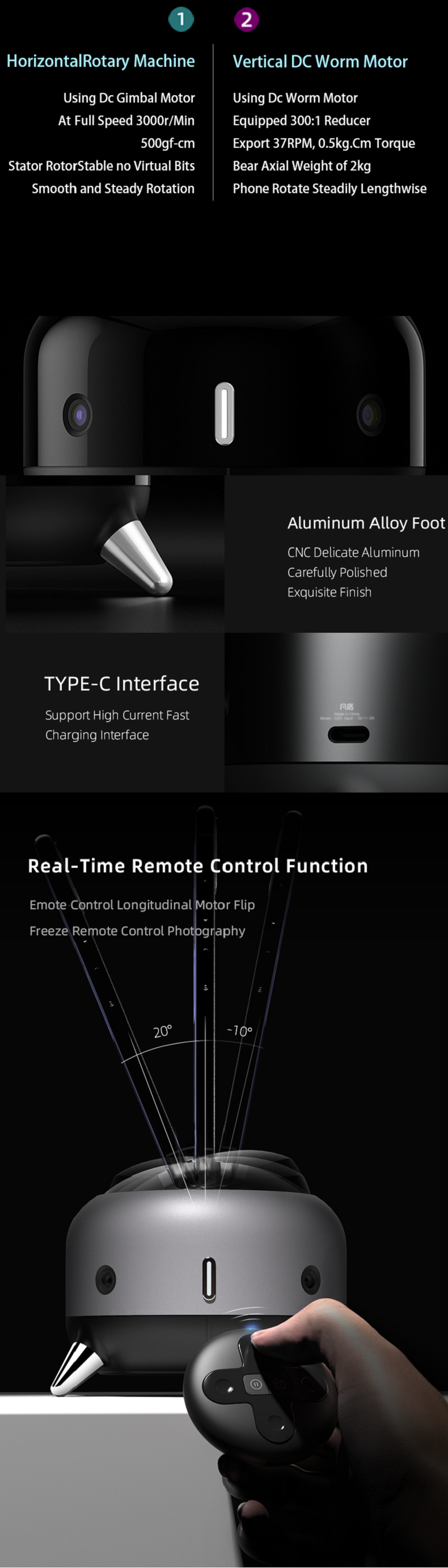 FINEO TOONMiNi HD 1080p Video Auto Gimbal Stabilizer