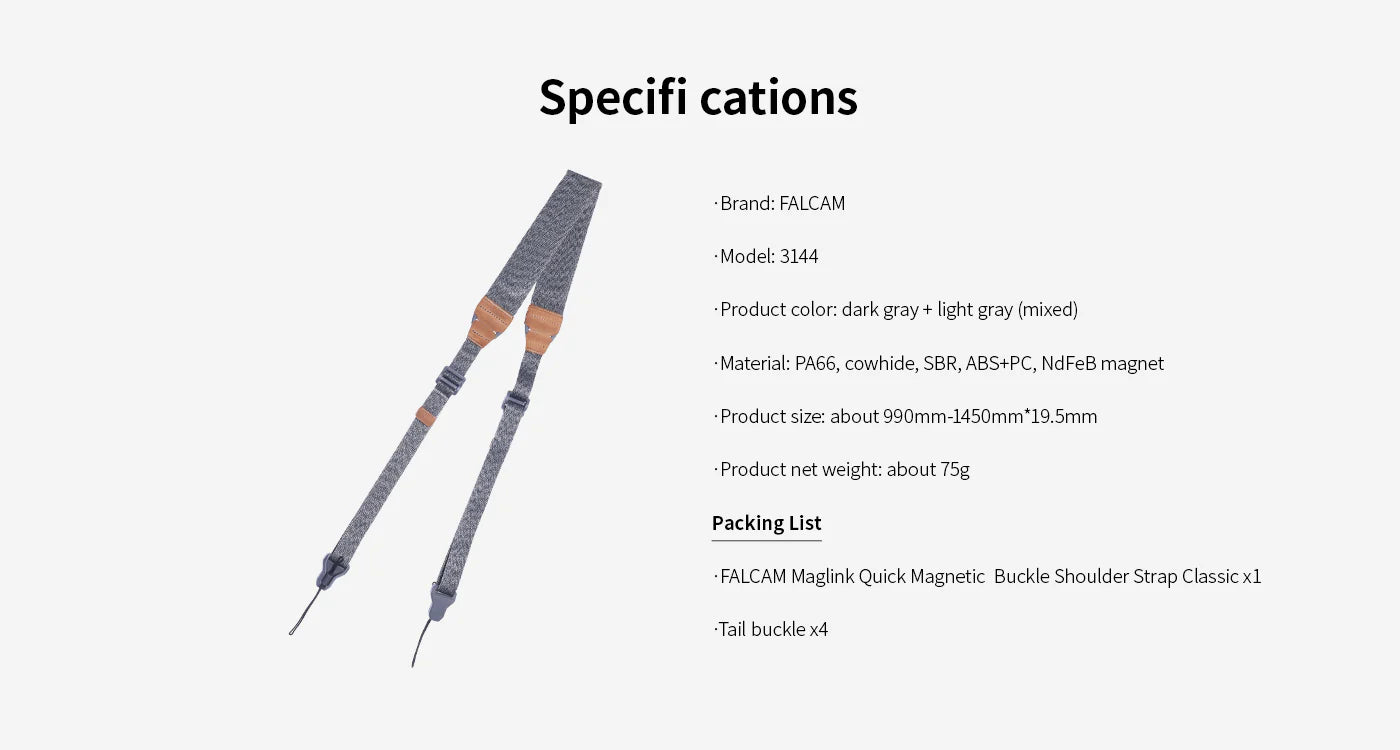 Falcam Maglink Schultergurt mit Schnellverschluss und Magnetverschluss, Classic 3144-23