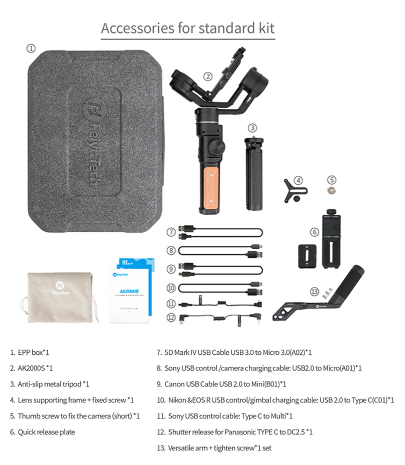 Feiyu AK2000S 3-Axis Control Handheld Stabilized Gimbal