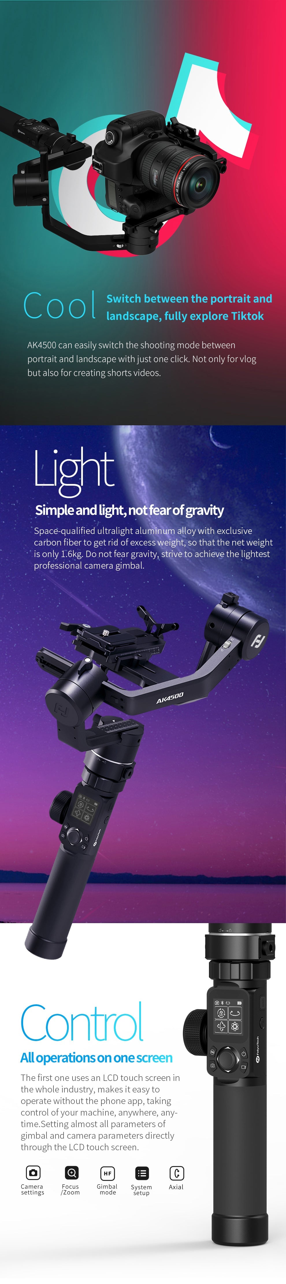 Feiyu AK4500 Detachable 3-axis DSLR Camera Gimbal