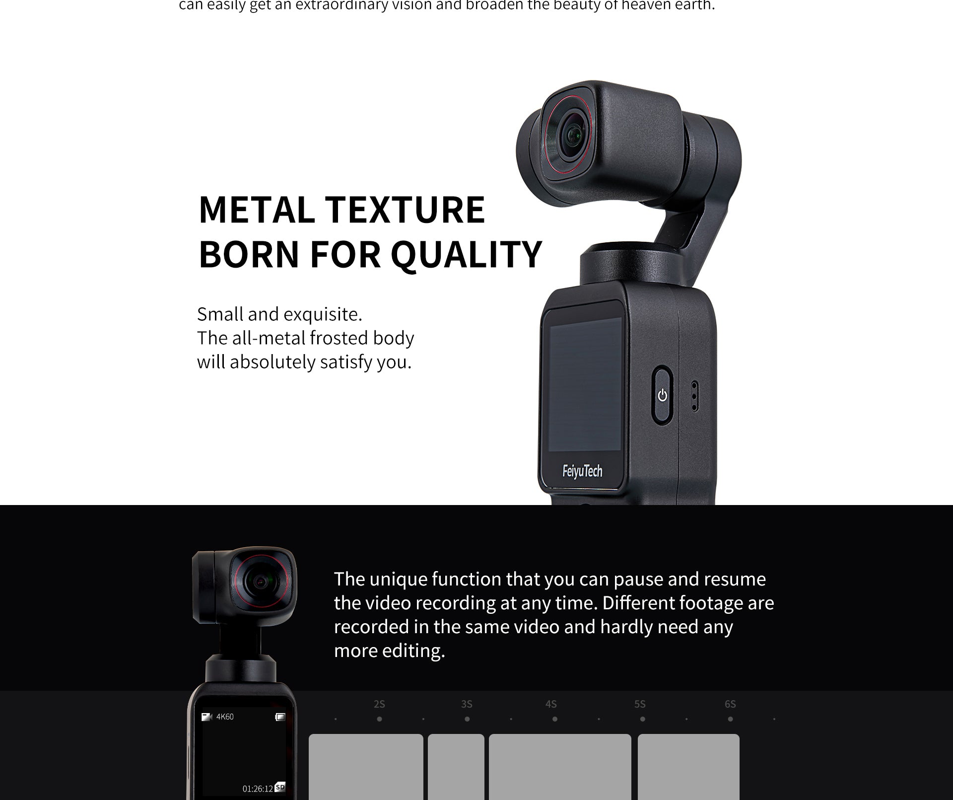 Feiyu Pocket 2 Gimbal Action Ca​mera 4K Sports Camera