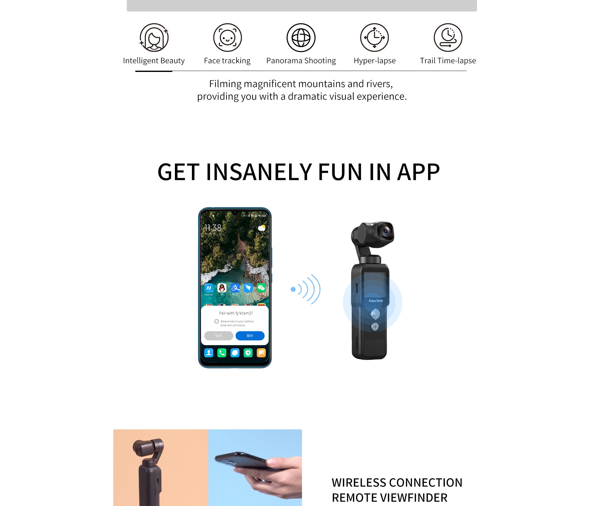 Feiyu Pocket 2 Gimbal Action Ca​mera 4K Sports Camera