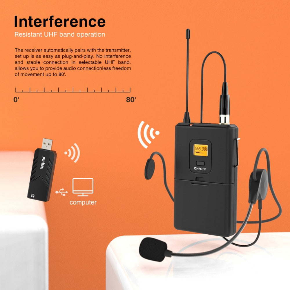 Fifine 031B Wireless Lavalier Microphone