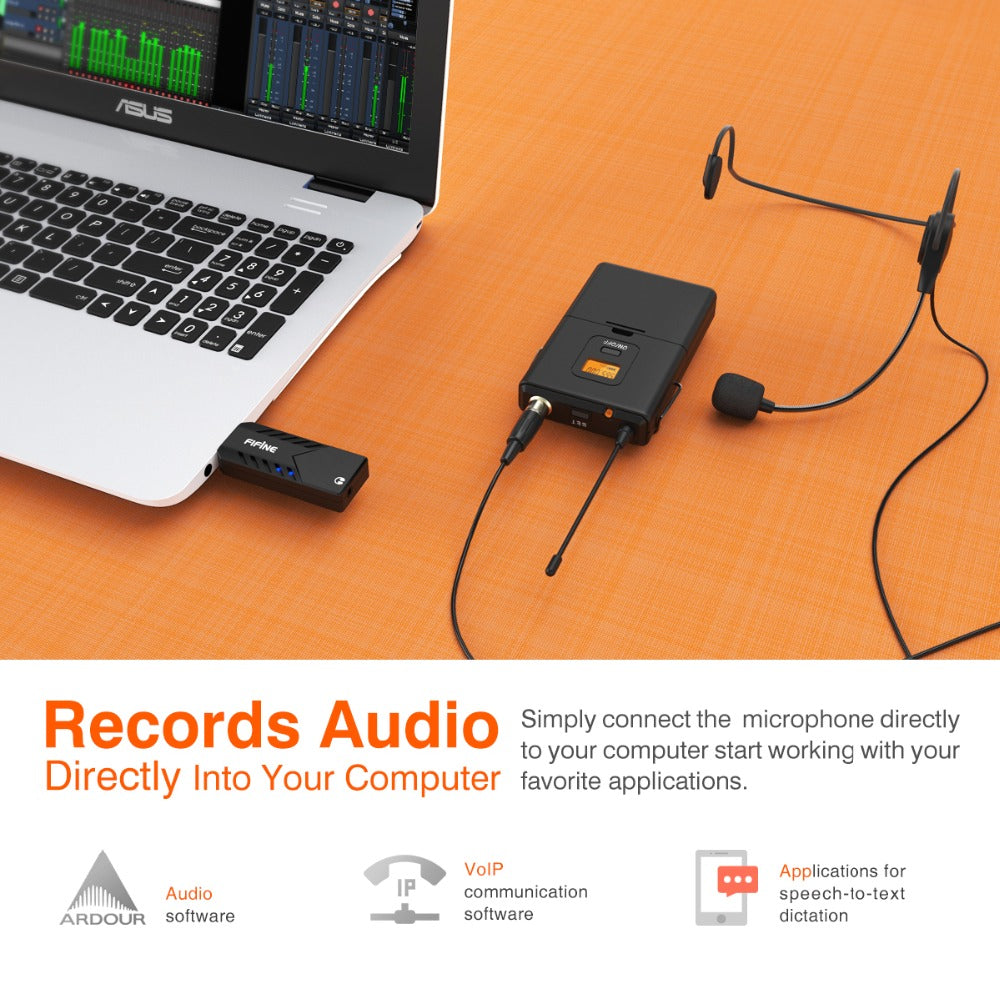 Fifine 031B Wireless Lavalier Microphone