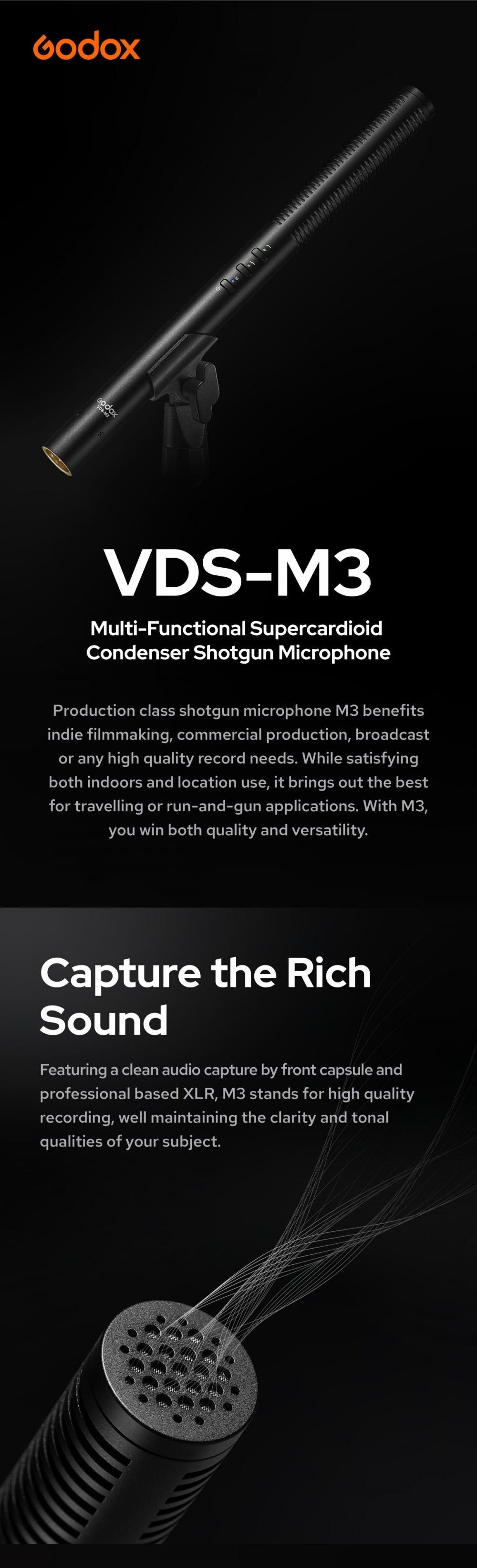 Godox-VDS-M3-Hypercardioid-Condenser-Shotgun-Microphone-11