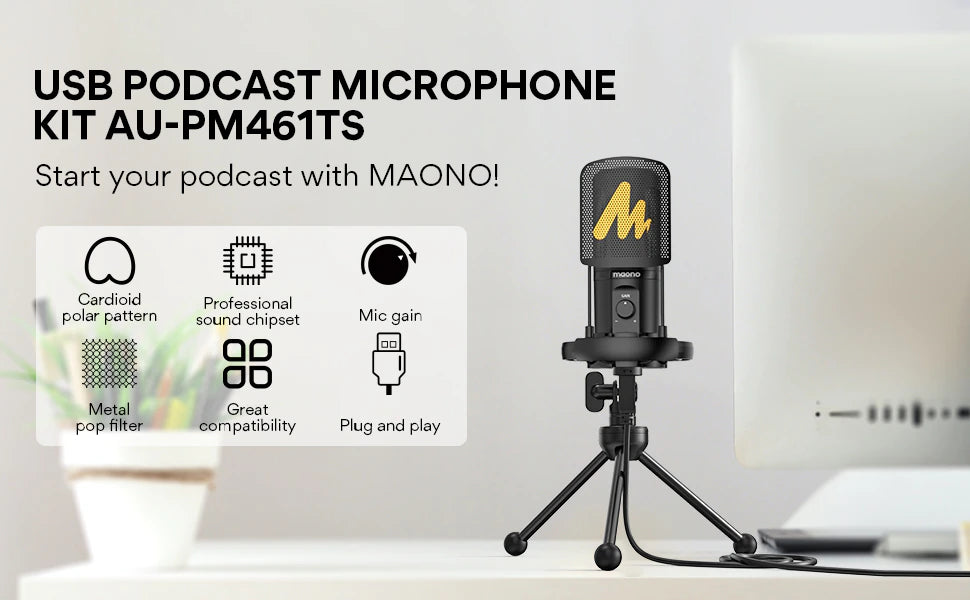 MAONO USB Microphone Professional Condenser PM461-14