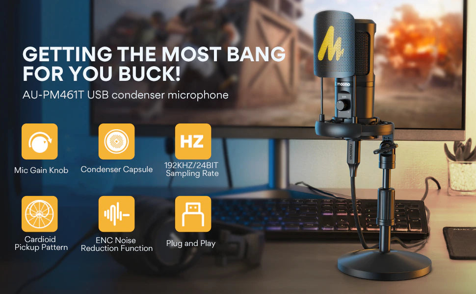 MAONO USB Microphone Professional Condenser PM461-7