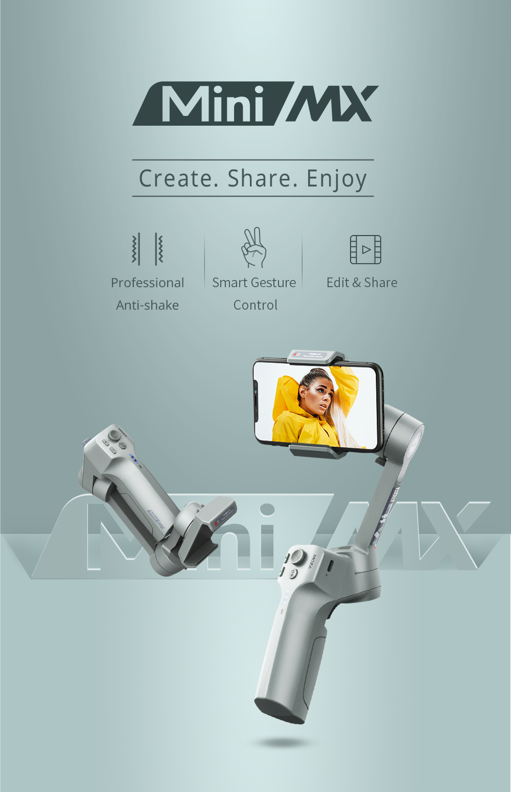 Moza Mini MX 3-Axis Smartphone Handheld Gimbal Stabilizer Selfie Stick