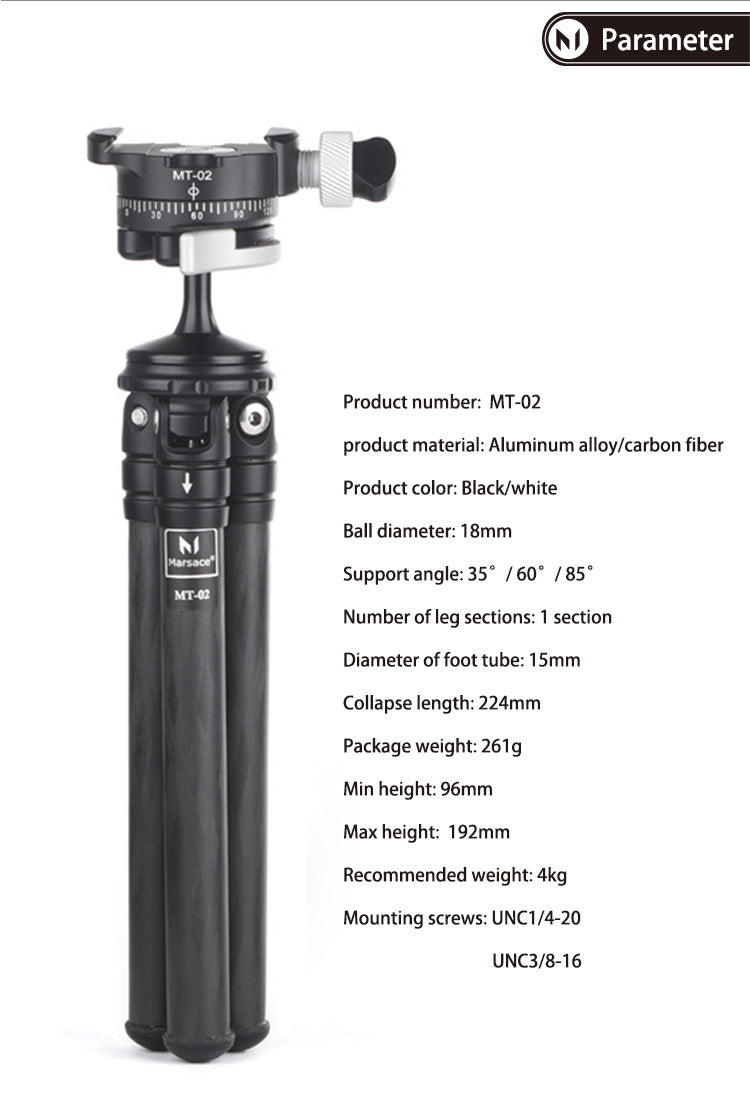 Marsace MT-02 Mini Tripod for mobile phones, mirrorless cameras and SLR cameras