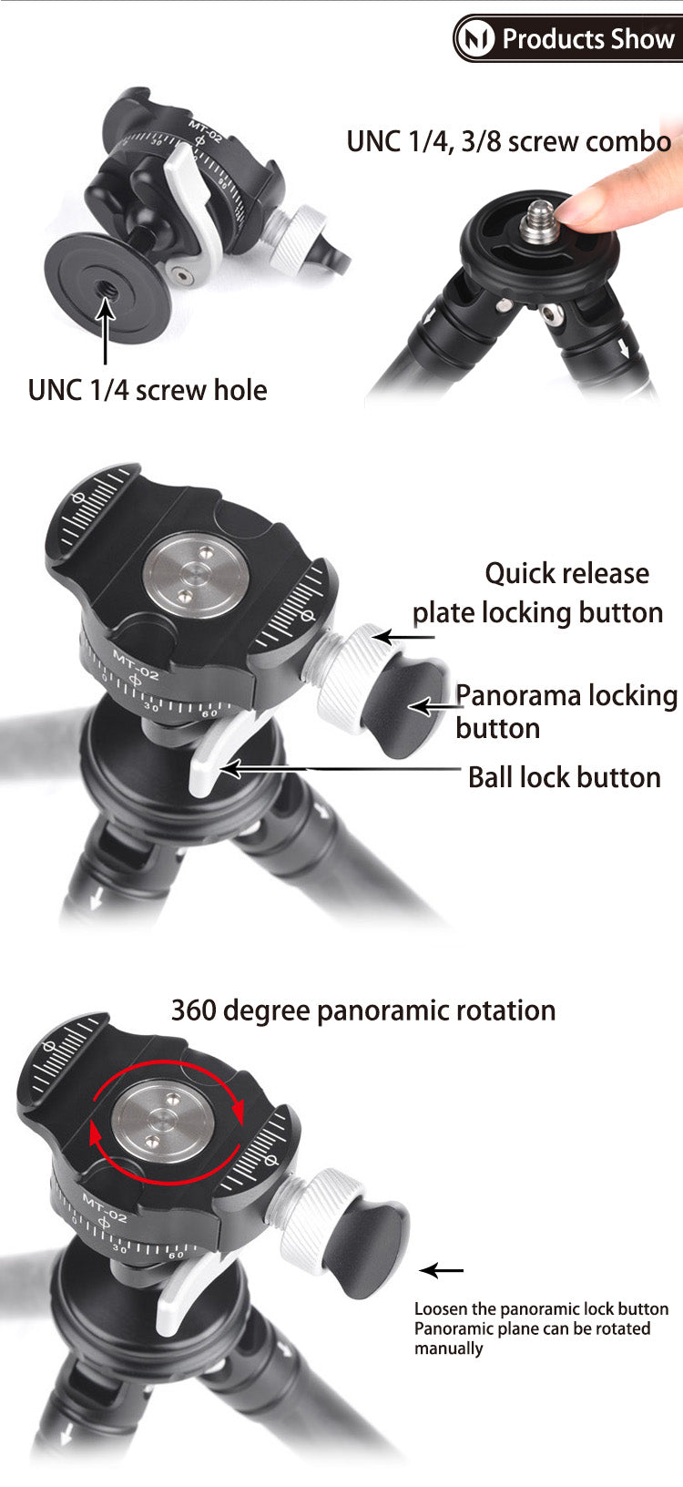 Marsace MT-02 Mini Tripod for mobile phones, mirrorless cameras and SLR cameras
